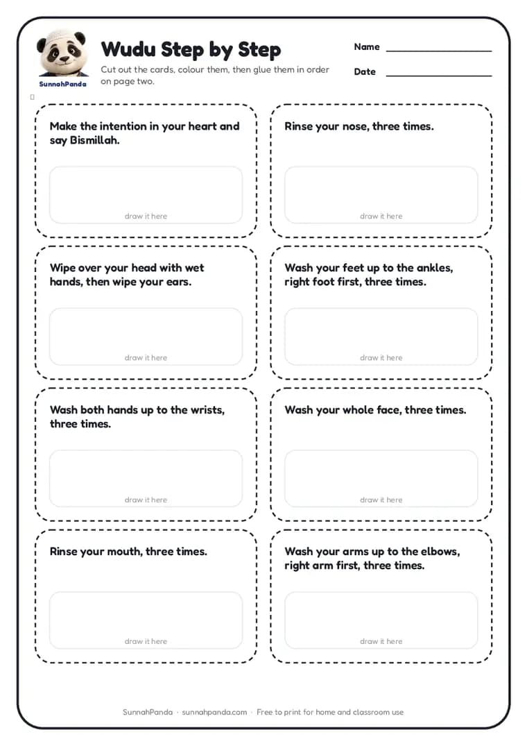 Preview of the Wudu Step by Step worksheet